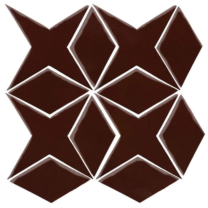 Studio Field Arabesque Pattern 4 High Fire Ceramic Tile Cordovan