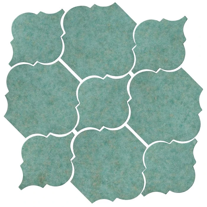 Studio Field Arabesque Pattern 5B High Fire Ceramic Tile Aqua