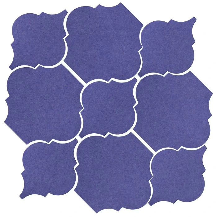 Studio Field Arabesque Pattern 5B High Fire Ceramic Blue Satin
