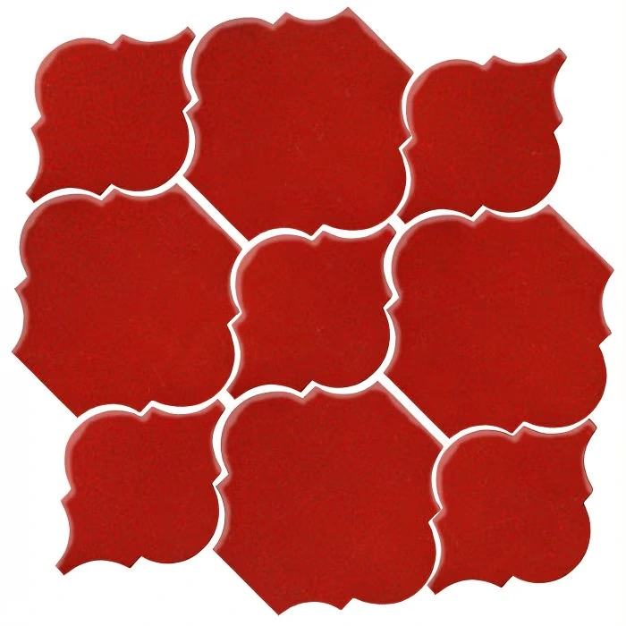Studio Field Arabesque Pattern 5B High Fire Ceramic Brick Red