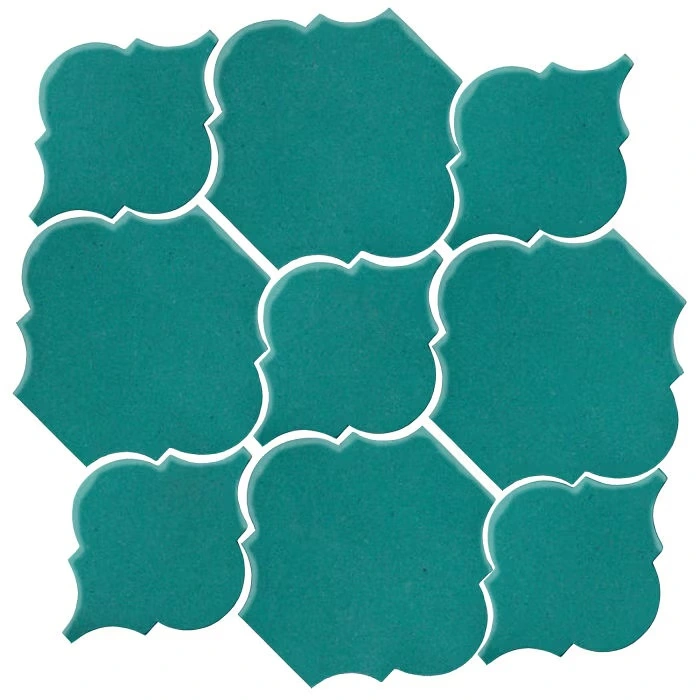 Studio Field Arabesque Pattern 5B High Fire Ceramic Real Teal