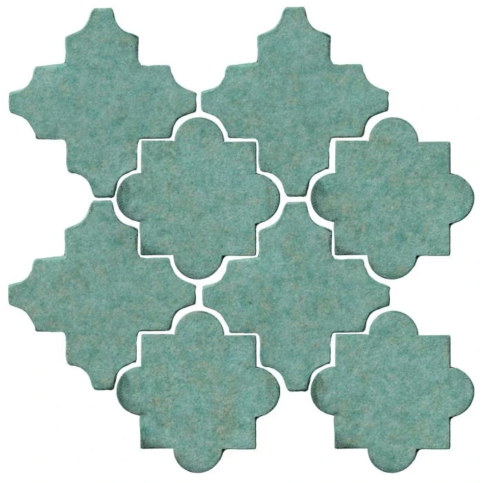 Studio Field Arabesque Pattern 8C High Fire Ceramic Tile Aqua