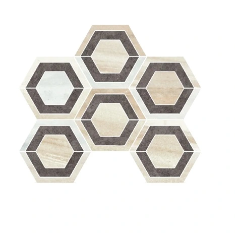 Stylish Taupe Mosaico Esagono Intarsio su rete