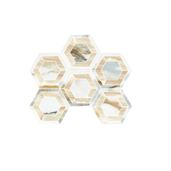 Tropical Breeze Mosaico Esagono Intarsio su rete