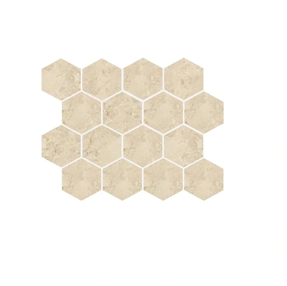 Beige Mosaico Esagono su rete