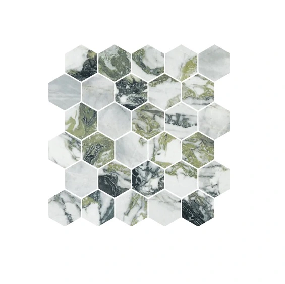 White Beauty Mosaico Esagono su rete