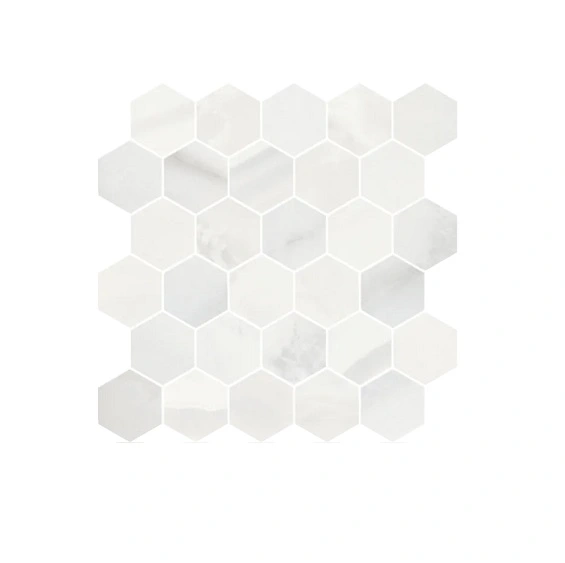 White Onyx Mosaico Esagono su rete