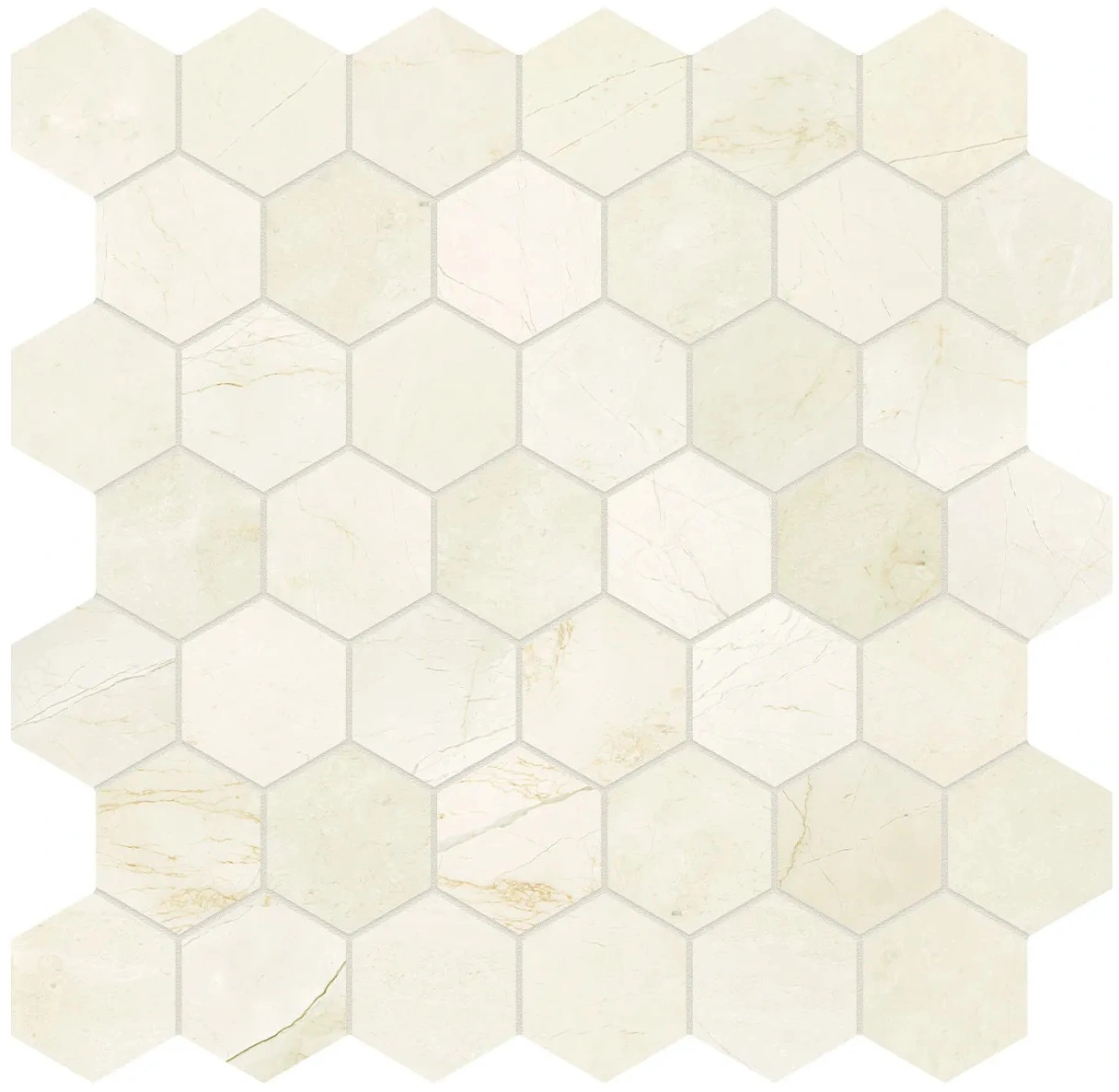 Avorio Crema Hexagon Mosaic 2"