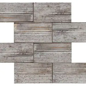 2.8″x6″ Silver Industrial Linear Relief Pattern Glazed Ceramic M