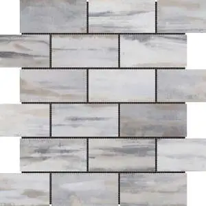 2″x4″ Glazed Ceramic Grey Beige Mix Rough Surface Mosaic