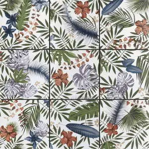 4″x4″ Floral Palm Multicolor Mosaic