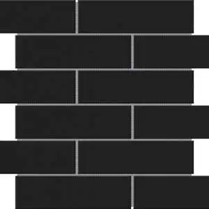 Black Brick Pattern Glossy Glazed Ceramic 2″x6″