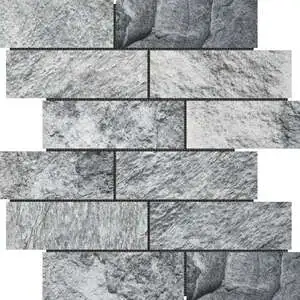 Slate Stone Grey Glazed Ceramic 2″x6″ Brick Mosaic