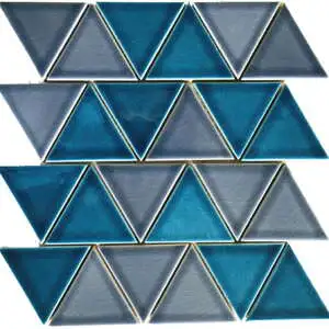 3″ Triangular Glazed Ceramic Grey Blue Mosaic