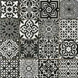 Ceramic Patchwork Square Black & White Mosaic
