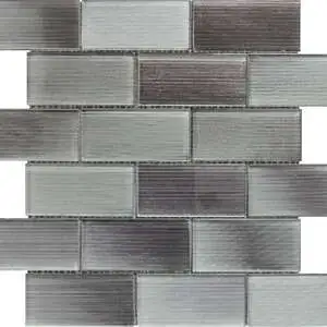 2″X4″ Linear Light Grey Glass Brick Pattern Mosaic