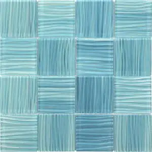 3″X3″ Glass Pool Striped Aquamarine Mosaic