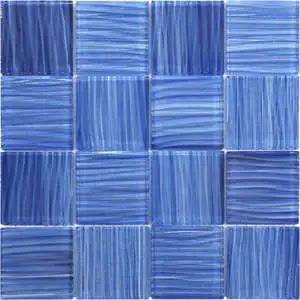 3″X3″ Glass Pool Striped Cobalt Blue Mosaic