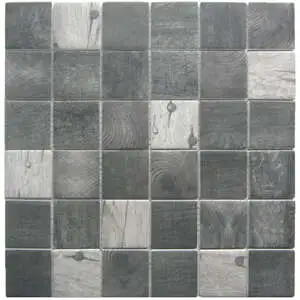 Black/Grey Recycled Glass Mix 2X2″ Square Mosaic