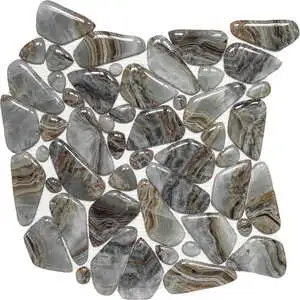 Glass Pebble Grey Beige Mix Marble Pattern Mix Mosaic