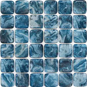 Glass Square Blue Marble Pattern Mix Mosaic