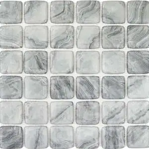 Glass Square Light Grey Marble Pattern Mix Mosaic