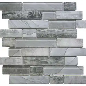 Grey Glass Rectangle/Dark Grey Recycled Glass Interlocking