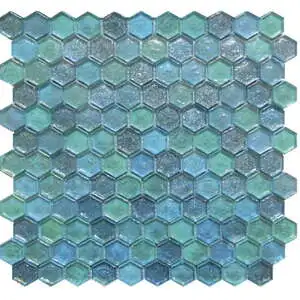 Hexagon Mix Blue Glass Mosaic