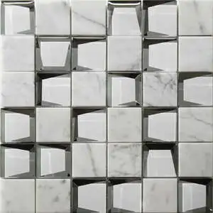 Marble & Glass 2″x2″ White Mix Mosaic