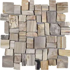 Cubic Fossil Wood Stone Mosaic