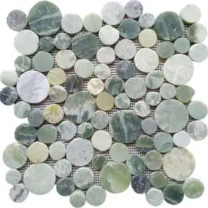 Crystal Green Semi-Precious Stone Round Interlocking Mosaic