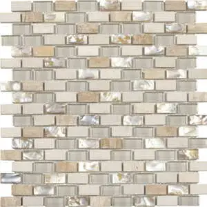 Mother Of Pearl Glass Marble Beige/White Mix Brick
