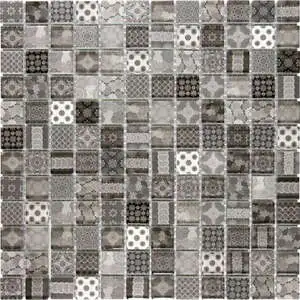 Glass Classic Décor Grey Black Glossy Mosaic
