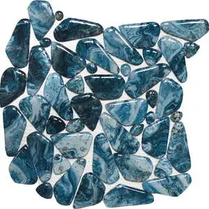 Glass Pebble Blue Marble Pattern Mix Mosaic 11.4″x11.4″