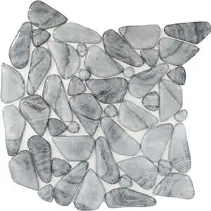 Glass Pebble Light Grey Marble Pattern Mix Mosaic 11.4″11.4″
