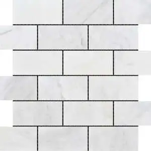 2″x4″ Brick Pattern White Grey Marble