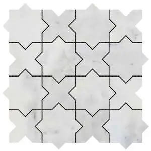 3″x3″ Cross & Star White Grey Marble