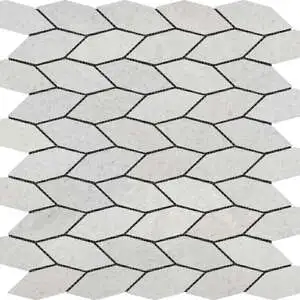 Elongated Hexagon White Grey “Leaves” Mosaic