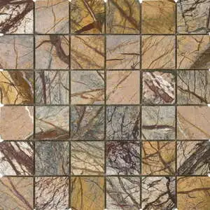 Forest Brown Polished Marble Mosaic 2″x2″