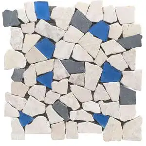 Mini Opus Beige Grey Marble Mix & Blue Glass