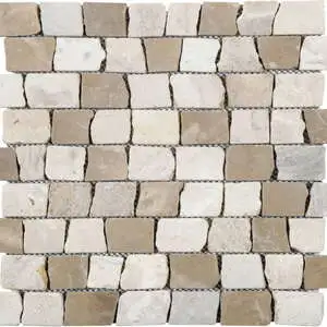 Cappuccino Onyx Cream Cubic Brick Marble Interlocking Mosaic