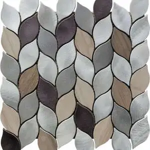 Aluminum & Marble Leaves 19 Grey Brown Mosaic 11″x12″