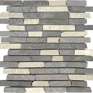 White Grey Broken Brick Marble Interlocking Mosaic