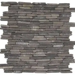 Grey Stacked Brick Marble Interlocking Mosaic