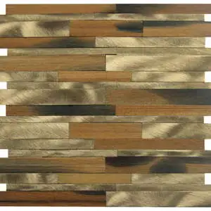 Wood / Gold Aluminum Baguette Interlocking Mosaic