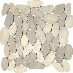 Beige Xl Sliced Matte Pebble Interlocking Mosaic