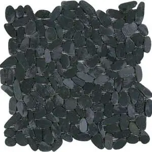 Black Sliced Matte Pebble Interlocking Mosaic
