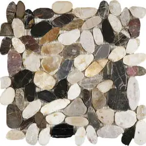 Mix Sliced Polished Pebble Interlocking Mosaic