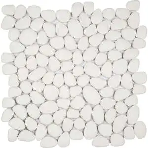 White Reconstituted Pebble Interlocking Mosaic