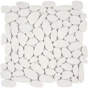 White Sliced Reconstituted Pebble Interlocking Mosaic